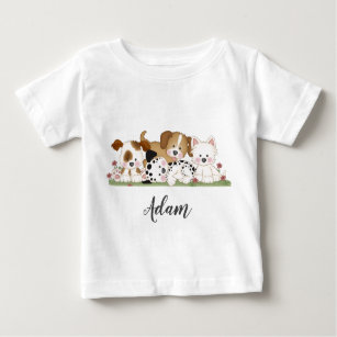 Puppy Dog Animals Kids Name Birthday Baby T-Shirt