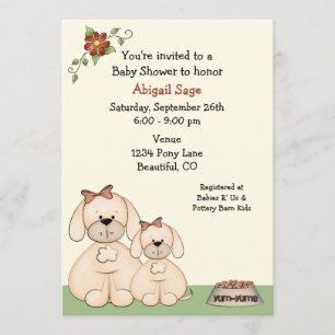 Puppy Dog Baby Shower Invitation for Girls