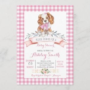 Puppy dog baby shower invitation pink girl