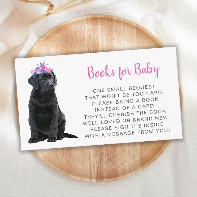 Puppy Dog Baby Shower Pink Girl Book Request Enclosure Card (Creator Uploaded)
