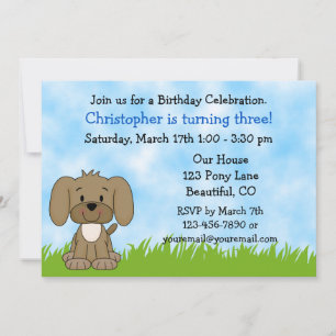 Puppy Dog Birthday Invitation for Boys