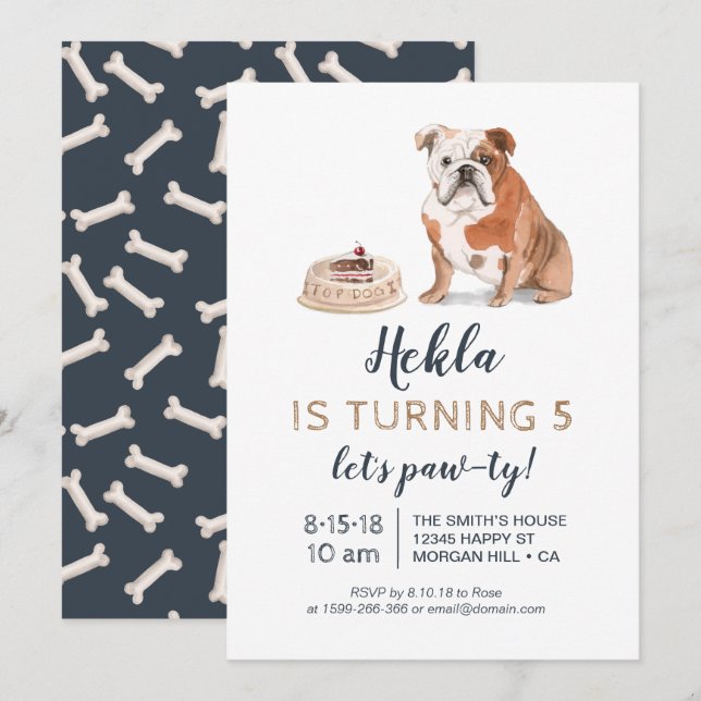 Puppy dog birthday invitation, let's paw-ty! invitation (Front/Back)