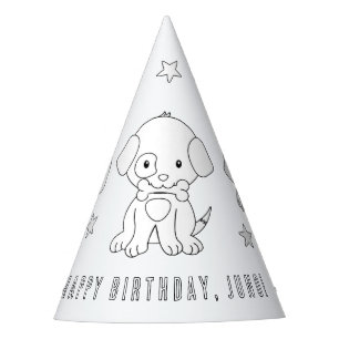 Puppy Dog Birthday Party - Colour Your Own Hat