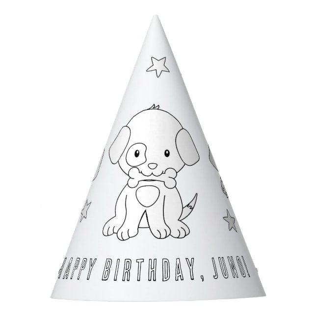 Puppy Dog Birthday Party - Colour Your Own Hat (Front)