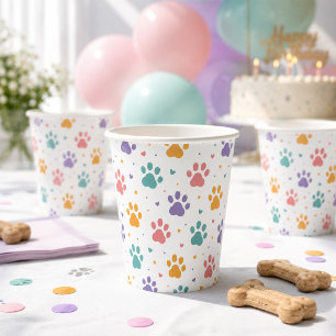 Puppy Dog Birthday Party Colourful Paw Print Paper Cups