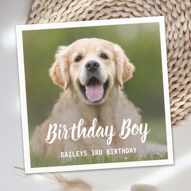 Puppy Dog Birthday Party Custom Pet Photo Napkin (Creator Uploaded)