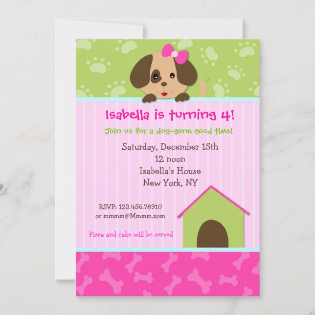 Puppy Dog Birthday Party Invitations (Front)
