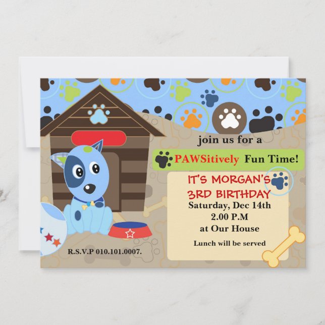 puppy dog birthday party invite (Front)