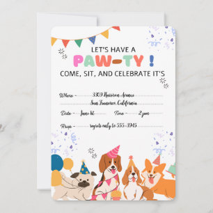 Puppy Dog Birthday Party Puppy Paw-ty Invitations