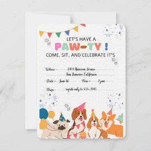Puppy Dog Birthday Party Puppy Paw-ty Invitations