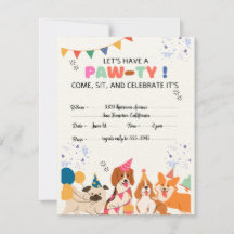 Puppy Dog Birthday Party Puppy Paw-ty Invitations