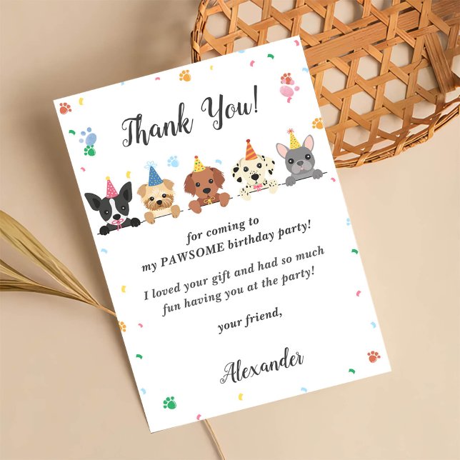 Puppy Dog Birthday Party Thank You Card (Creator Uploaded)