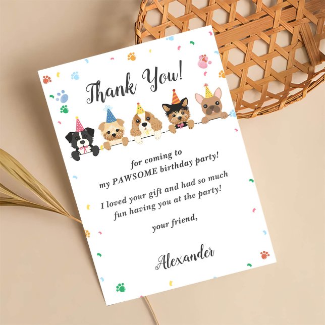 Puppy Dog Birthday Party Thank You Card (Creator Uploaded)