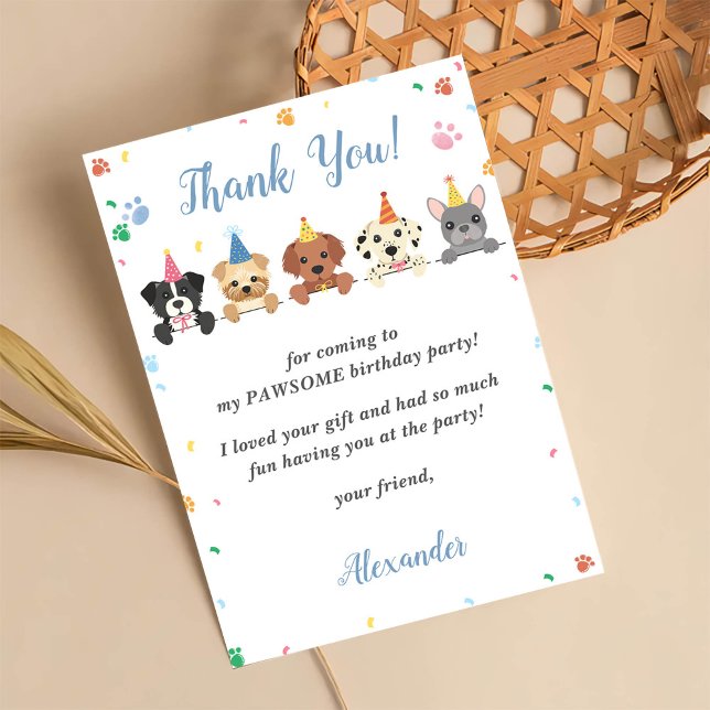 Puppy Dog Birthday Party Thank You Card (Creator Uploaded)