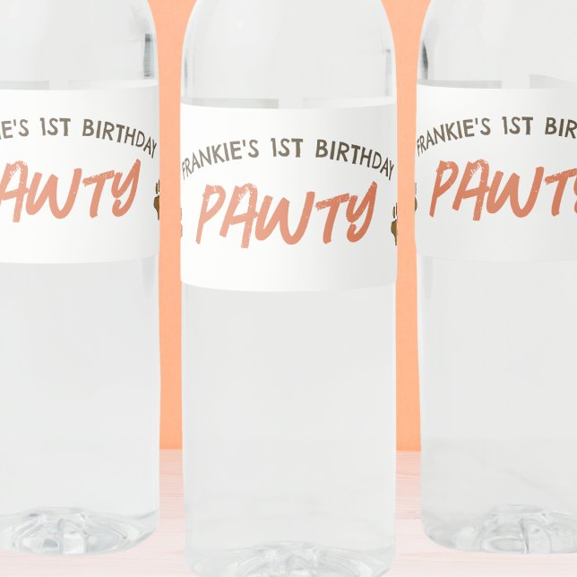 Puppy Dog Birthday Party Water Bottle Label (Creator Uploaded)