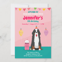Puppy Dog Birthday Pink Invitation, Editable