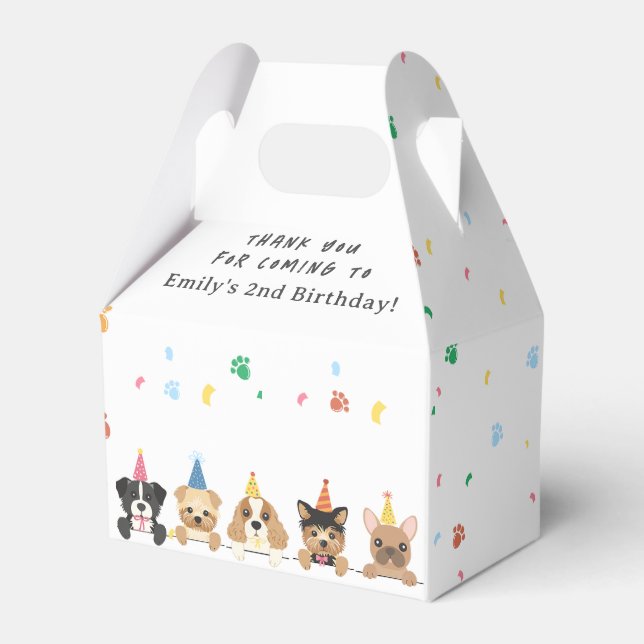 Puppy Dog Birthday Thank You  Favour Box (Front Side)