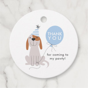 Puppy Dog Blue Pawty Birthday Favour Tags