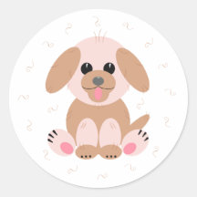 Puppy Dog Cartoon Pastel Personalised 