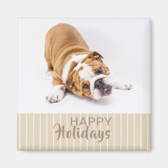 Puppy Dog Christmas Holiday Photo Magnet (Front)