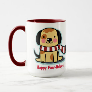 Puppy Dog Christmas Mug Happy Paw-lidays!