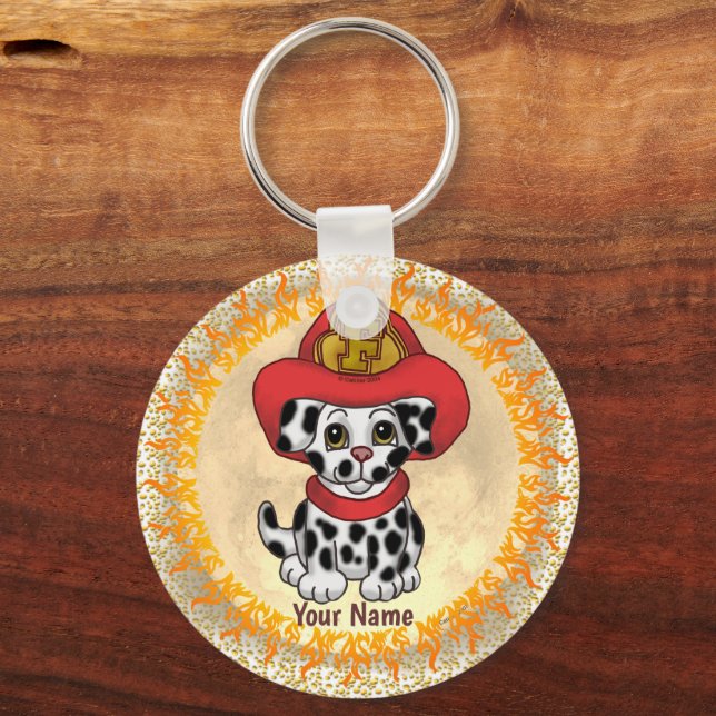 Puppy Dog custom Firefighter  keychain (Front)