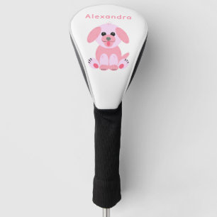 Puppy Dog Cute Cartoon Blush Pink Personalised Golf Head Cover