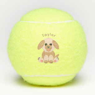 Puppy Dog Cute Cartoon Pastel Neutral Personalized Tennis Balls