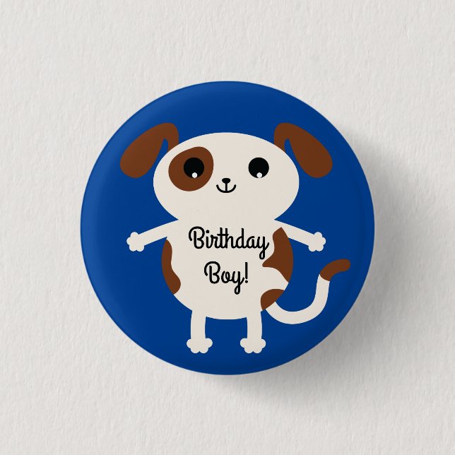 Puppy Dog Cute Colourful 1st Birthday Party Theme 3 Cm Round Badge (Front)