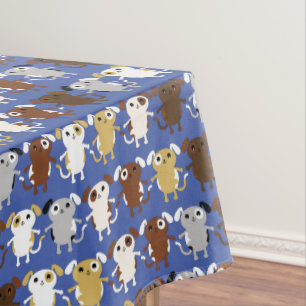 Puppy Dog Cute Colourful 1st Birthday Party Theme Tablecloth