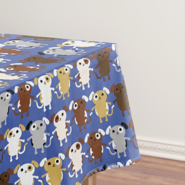 Puppy Dog Cute Colourful 1st Birthday Party Theme Tablecloth (In Situ)