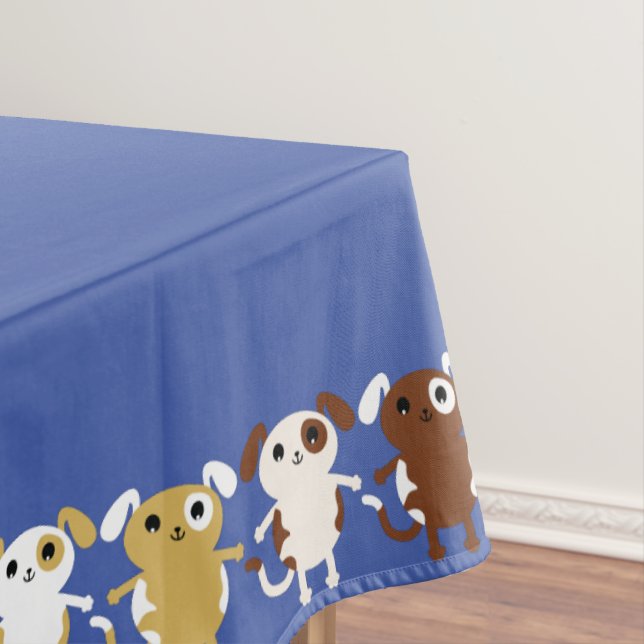 Puppy Dog Cute Colourful 1st Birthday Party Theme Tablecloth (In Situ)