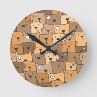 Puppy Dog Doodle Illustration Art Round Clock
