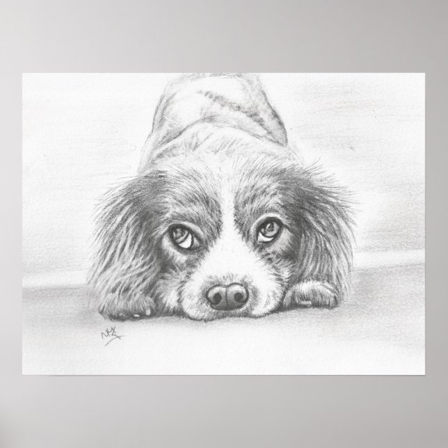 Puppy Dog Drawing Artwork Art print (Front)