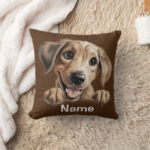 Puppy Dog Face Throw Pillow