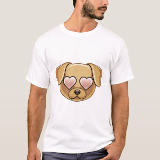 Puppy Dog Face with Heart Eyes Emoji Cute Love T-Shirt