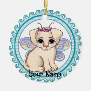 Puppy Dog Fairy    Ceramic Ornament