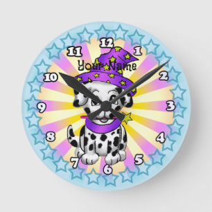 Puppy Dog Fairy Wizard  Round Clock