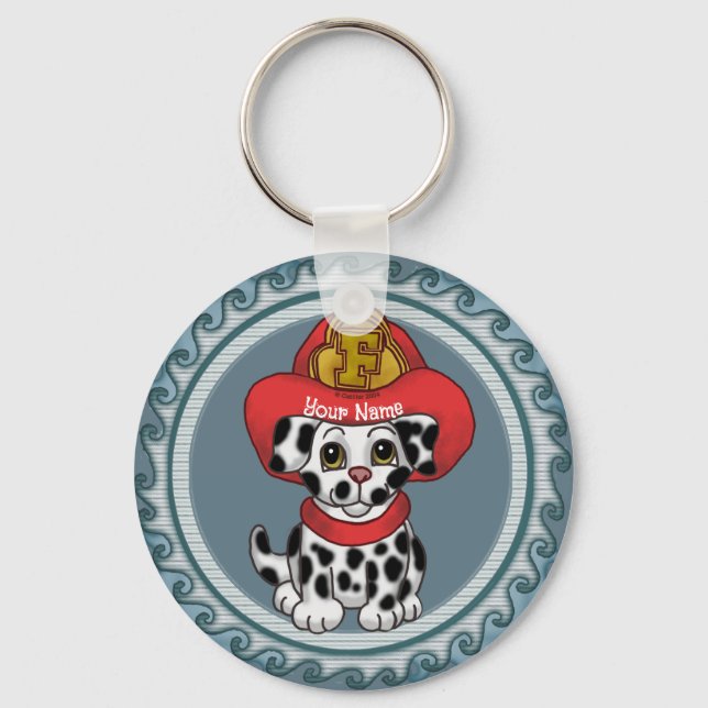 Puppy Dog Firefighter  Key Ring (Front)