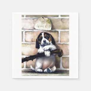 Puppy dog for sale cute vintage illustration napkin