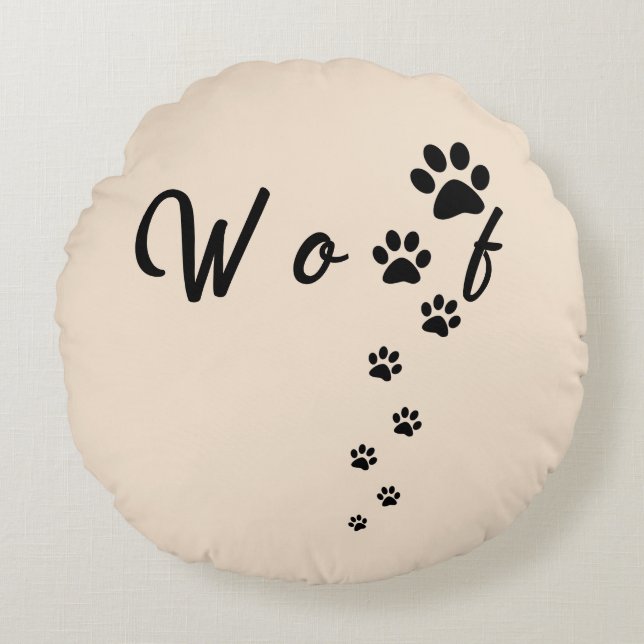Puppy Dog Friendly Home Woof Round Cushion (Front)