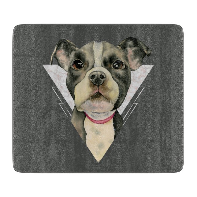 Puppy Dog Geometric Marble Cutting Board (Front)