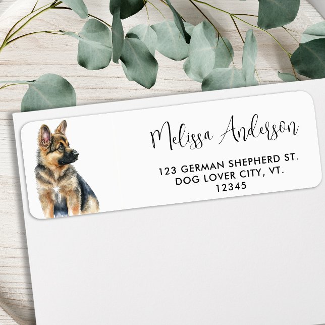 Puppy Dog German Shepherd Modern Return Address Label (Creator Uploaded)
