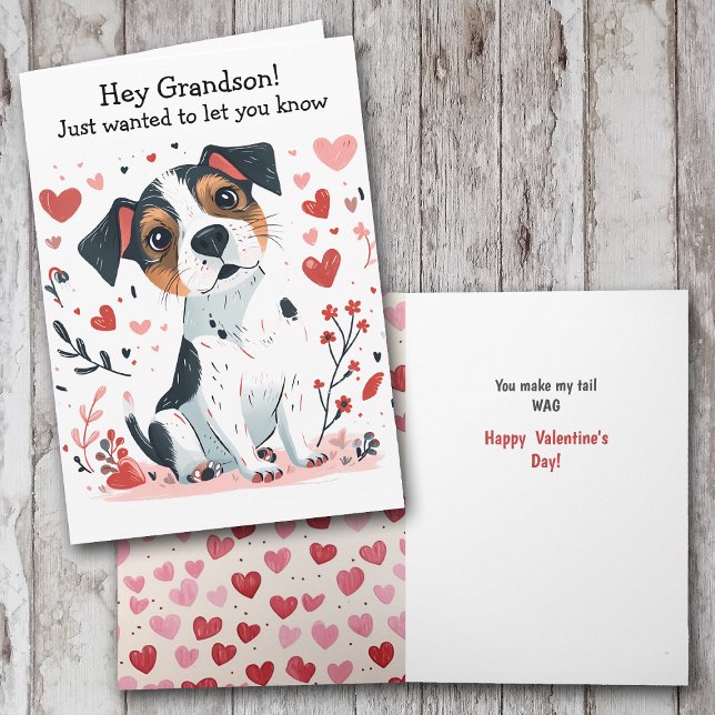 Puppy Dog Grandson You Make My Tail Wag Holiday Card (Creator Uploaded)