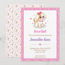 Puppy Dog It's a Girl Pink Hair Bow Baby Shower