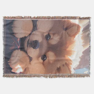 puppy dog kawaii style throw blanket