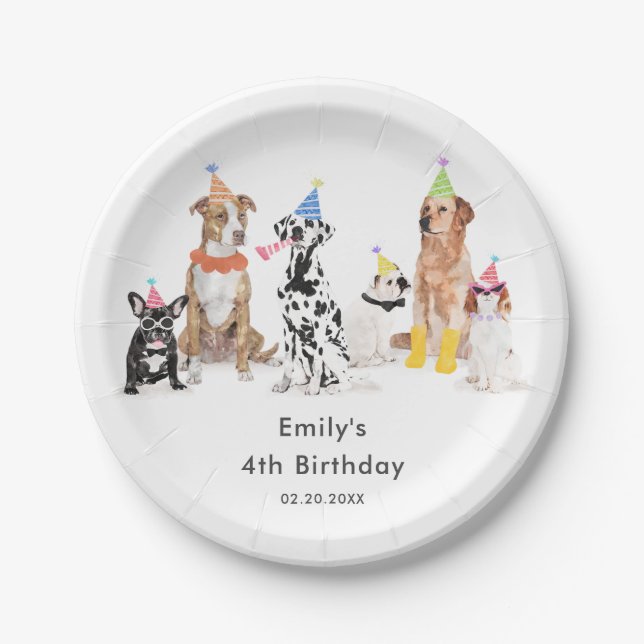  Puppy Dog Kids Birthday Party Paper Plate (Front)