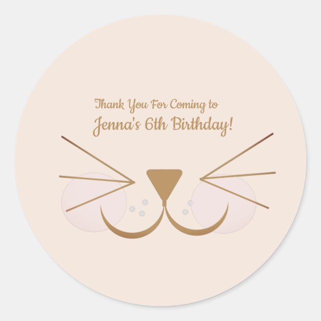 Puppy Dog Kitten Face Party Favour  Classic Round Sticker (Front)