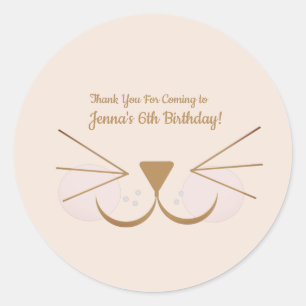 Puppy Dog Kitten Face Party Favour  Classic Round Sticker