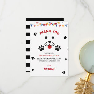 Puppy Dog Lets Pawty Birthday Boy Thank You Card
